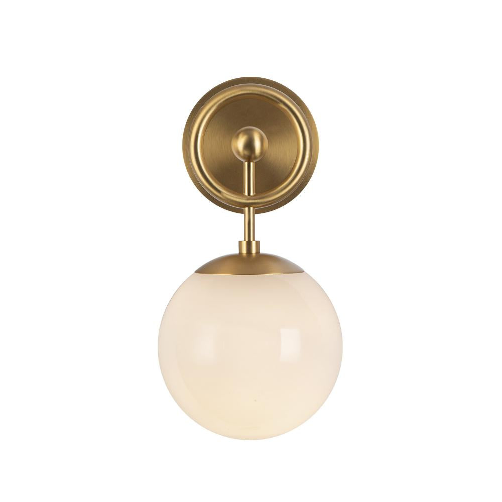ALORA MOOD Lighting Fiore 6-in Wall Vanity Light Fixture, 1 Light, Vintage Charm, Brushed Gold/Glossy Opal Glass
