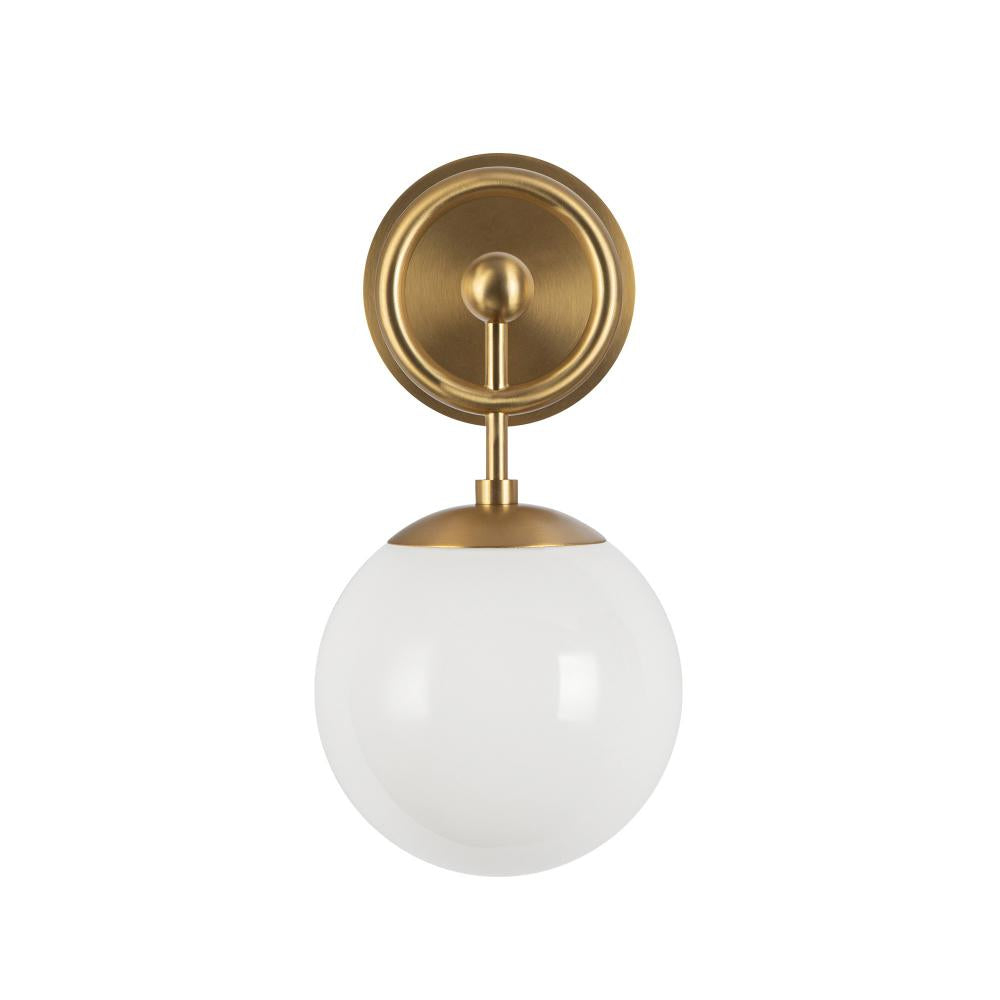 ALORA MOOD Lighting Fiore 6-in Wall Vanity Light Fixture, 1 Light, Vintage Charm, Brushed Gold/Glossy Opal Glass