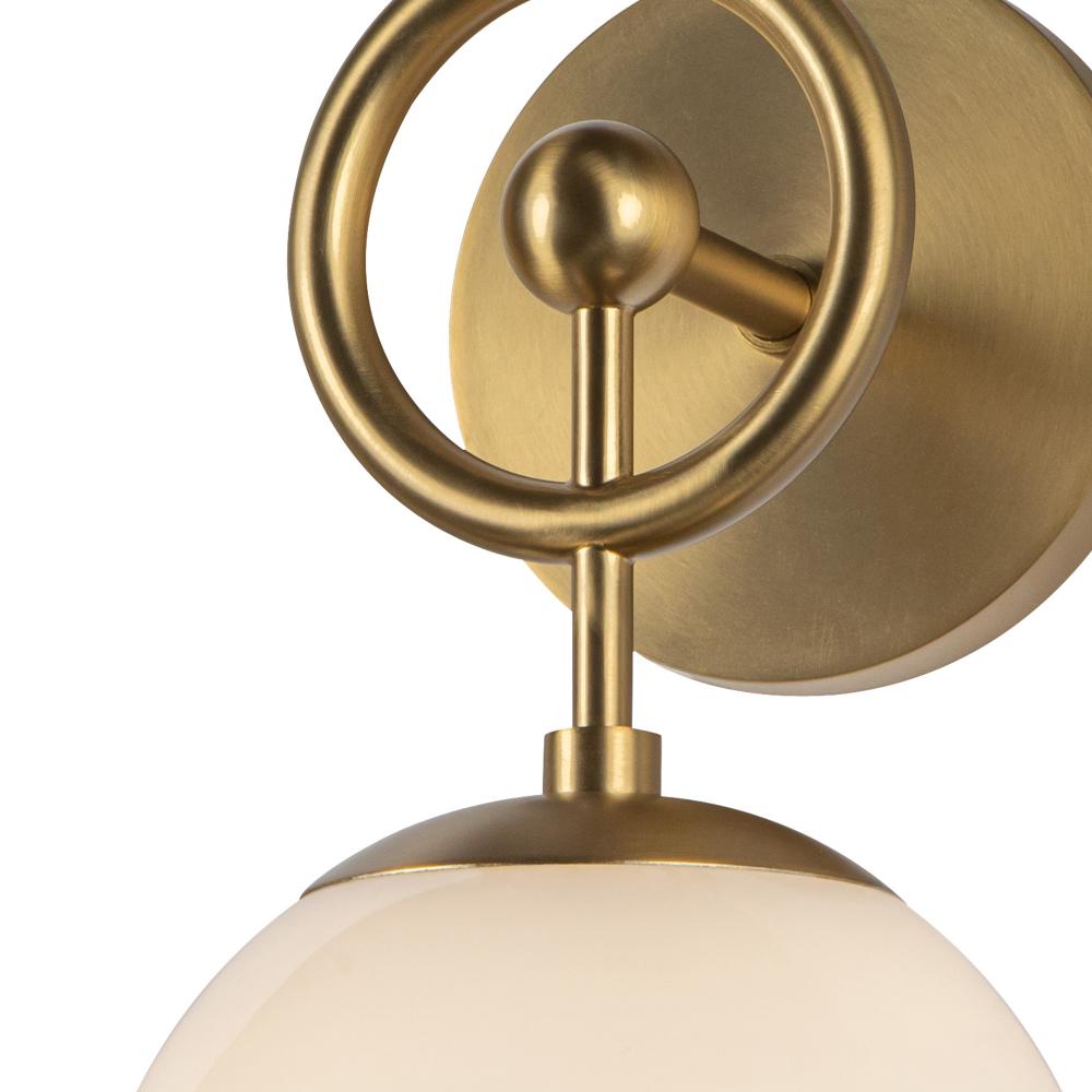 ALORA MOOD Lighting Fiore 6-in Wall Vanity Light Fixture, 1 Light, Vintage Charm, Brushed Gold/Glossy Opal Glass