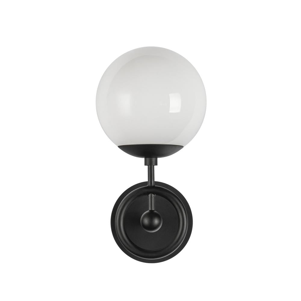 ALORA MOOD Lighting Fiore 6-in 1 Light Wall Vanity Light, UL Damp Rated, Matte Black/Glossy Opal Glass