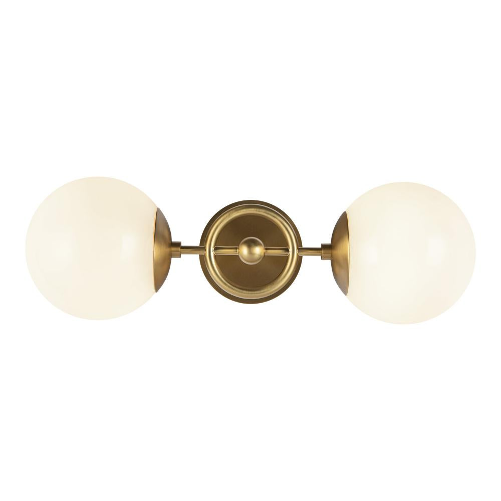 ALORA MOOD Lighting Fiore 18-in Wall Vanity Light Fixture, UL Damp Rated, Brushed Gold/Glossy Opal Glass
