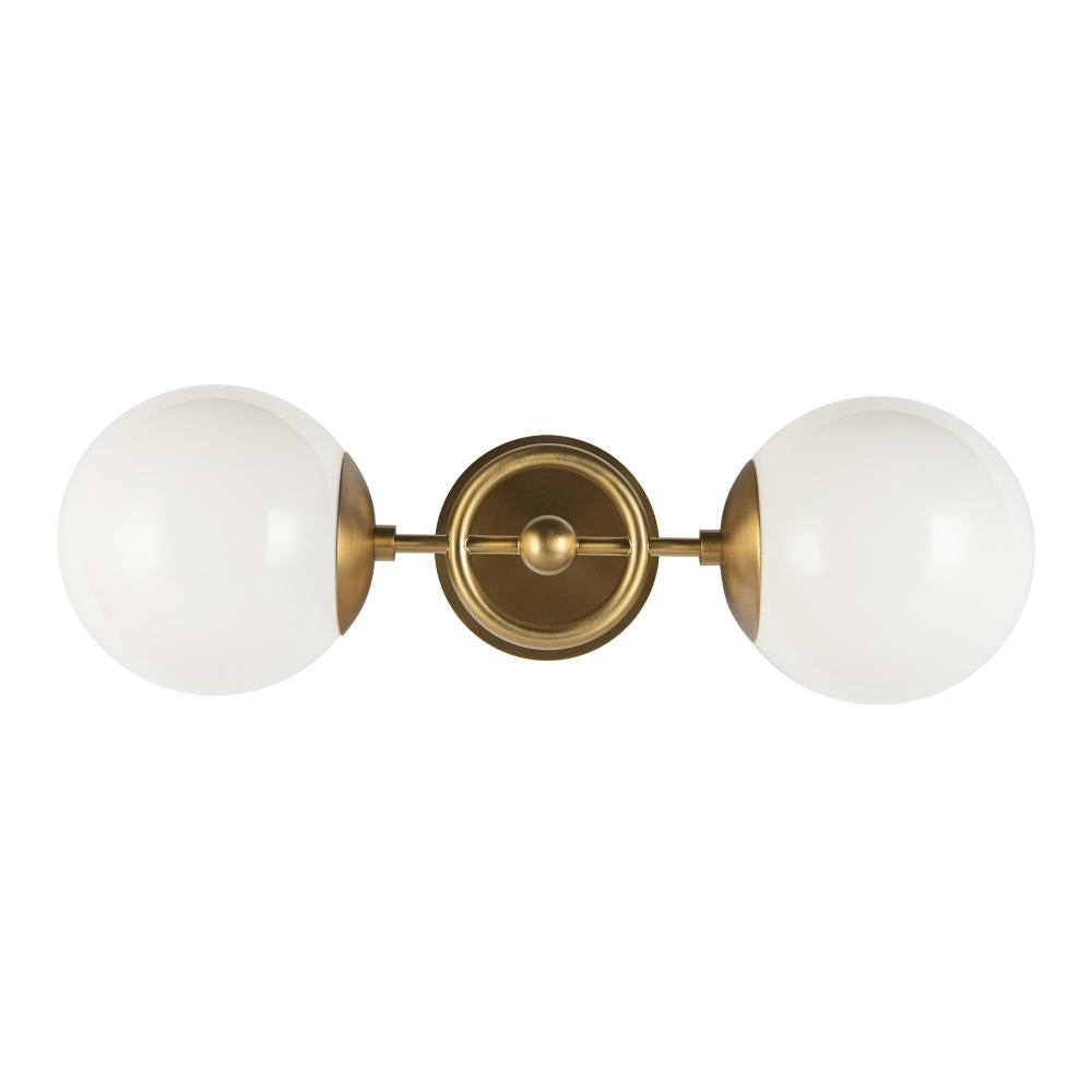 ALORA MOOD Lighting Fiore 18-in Wall Vanity Light Fixture, UL Damp Rated, Brushed Gold/Glossy Opal Glass