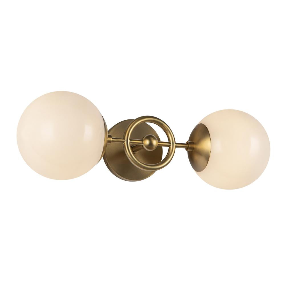 ALORA MOOD Lighting Fiore 18-in Wall Vanity Light Fixture, UL Damp Rated, Brushed Gold/Glossy Opal Glass