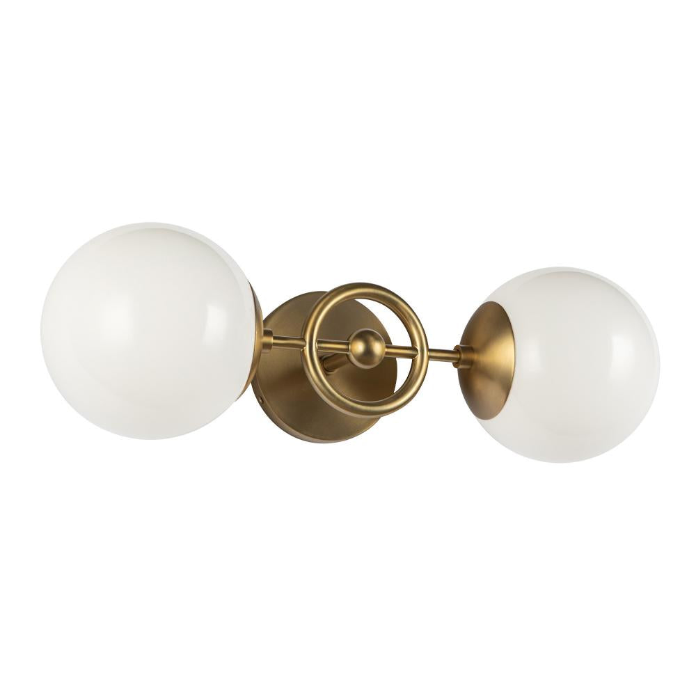 ALORA MOOD Lighting Fiore 18-in Wall Vanity Light Fixture, UL Damp Rated, Brushed Gold/Glossy Opal Glass