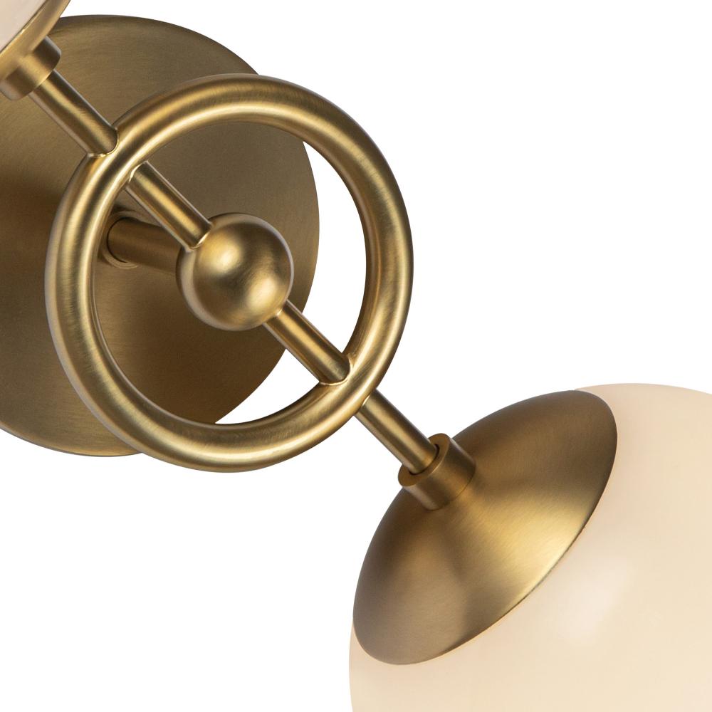 ALORA MOOD Lighting Fiore 18-in Wall Vanity Light Fixture, UL Damp Rated, Brushed Gold/Glossy Opal Glass