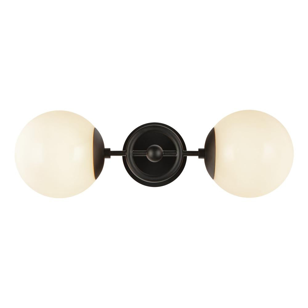 ALORA MOOD Fiore WV407618MBGO Wall Vanity Light Fixture, UL Damp Rated, Matte Black/Glossy Opal Glass
