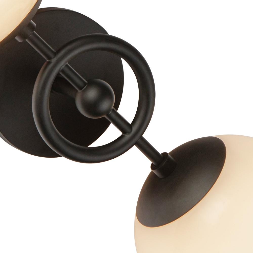 ALORA MOOD Fiore WV407618MBGO Wall Vanity Light Fixture, UL Damp Rated, Matte Black/Glossy Opal Glass