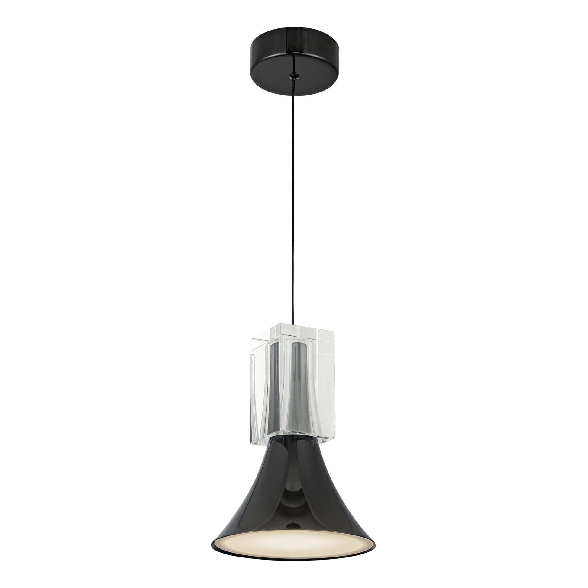 Kuzco Floe PD94108-GBK/CC-UNV Pendant, LED, Glossy Black/Clear Crystal