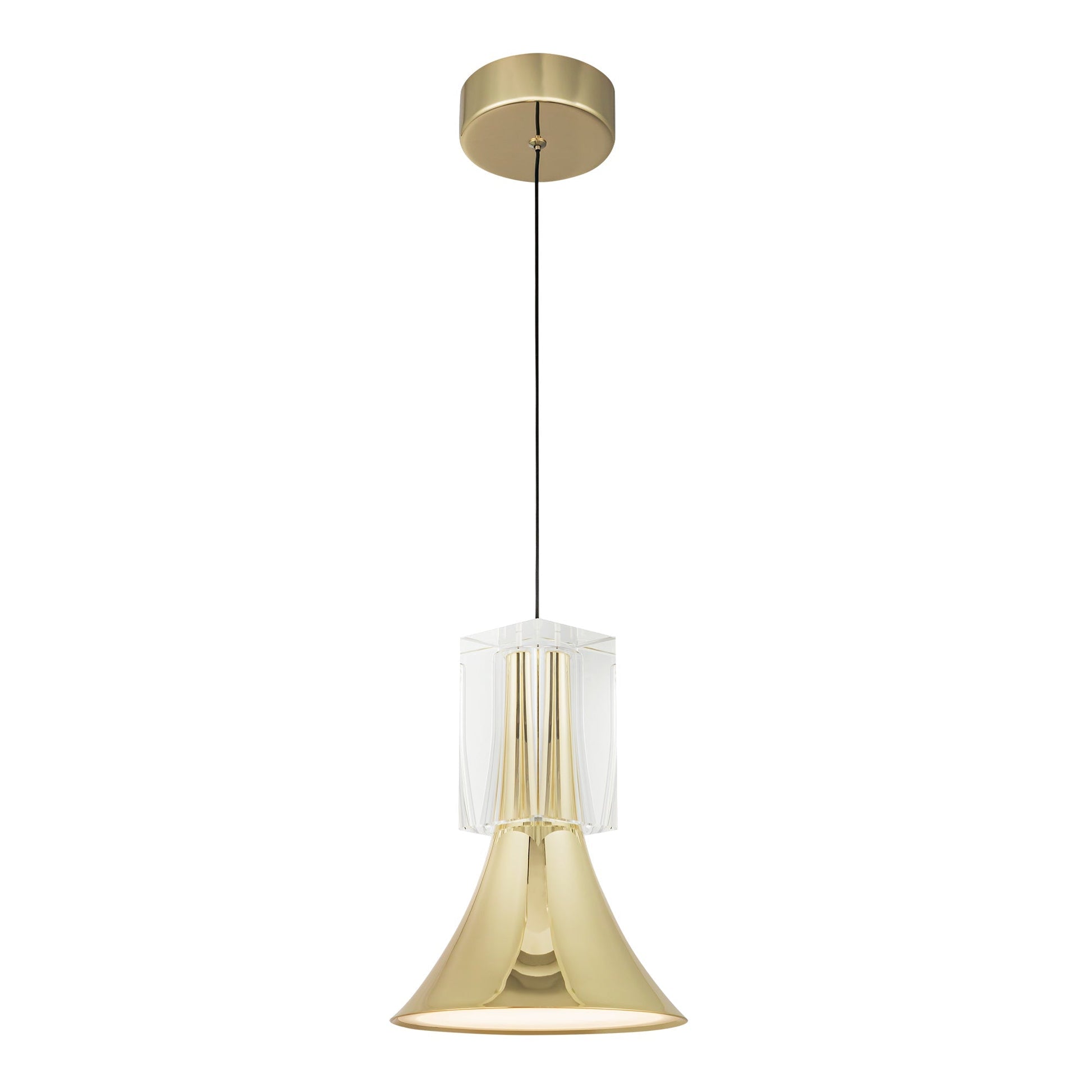 Kuzco Floe PD94108-MRB/CC-UNV Pendant Light Fixture, LED, Metallic Brass/Clear Crystal
