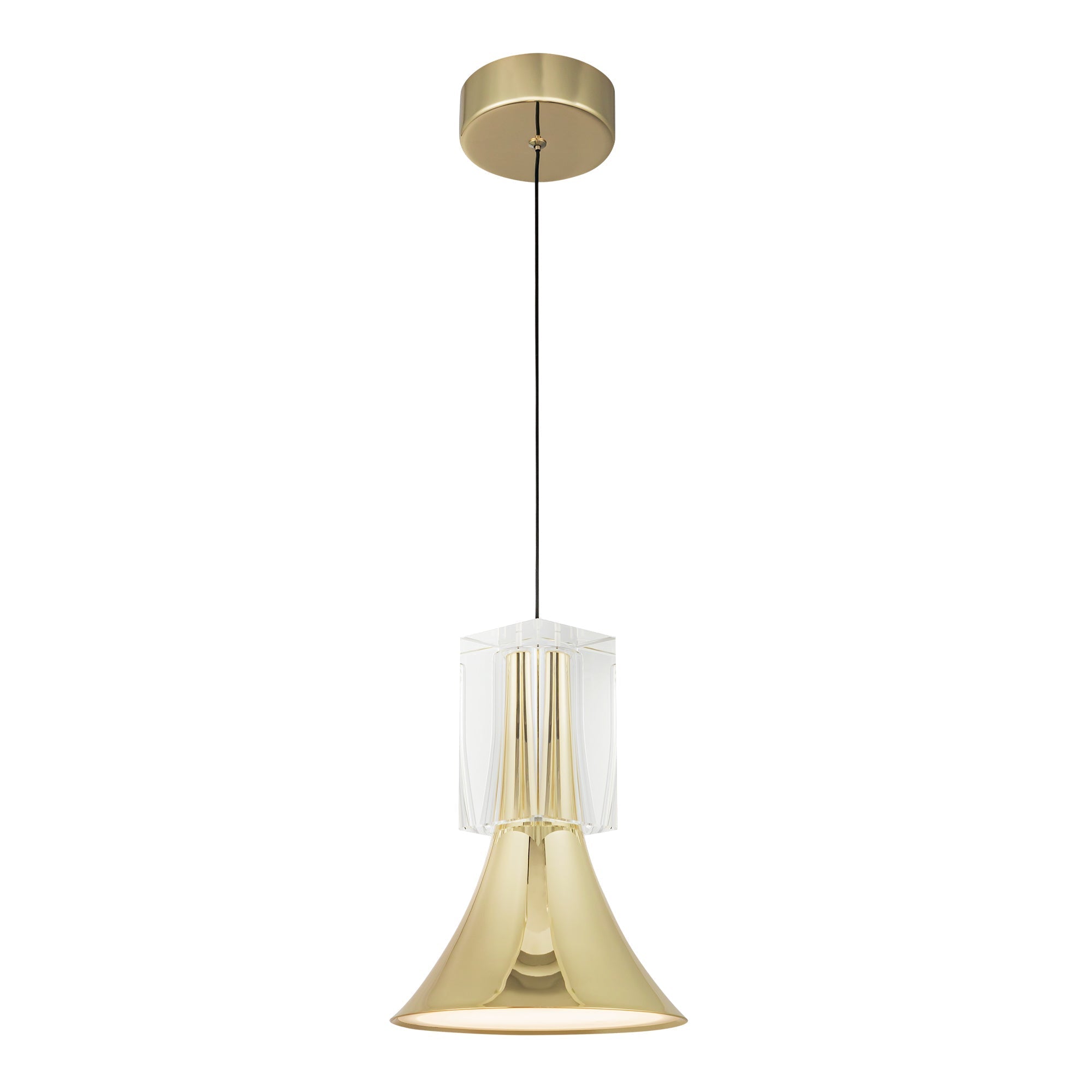 Kuzco Floe PD94108-MRB/CC-UNV Pendant Light Fixture, LED, Metallic Brass/Clear Crystal