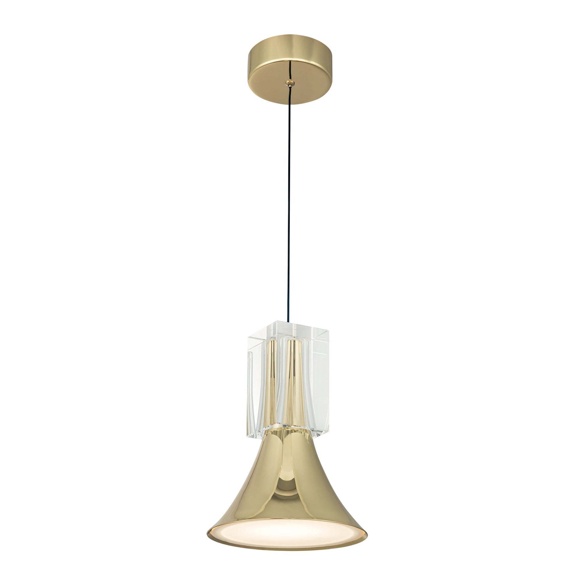 Kuzco Floe PD94108-MRB/CC-UNV Pendant Light Fixture, LED, Metallic Brass/Clear Crystal