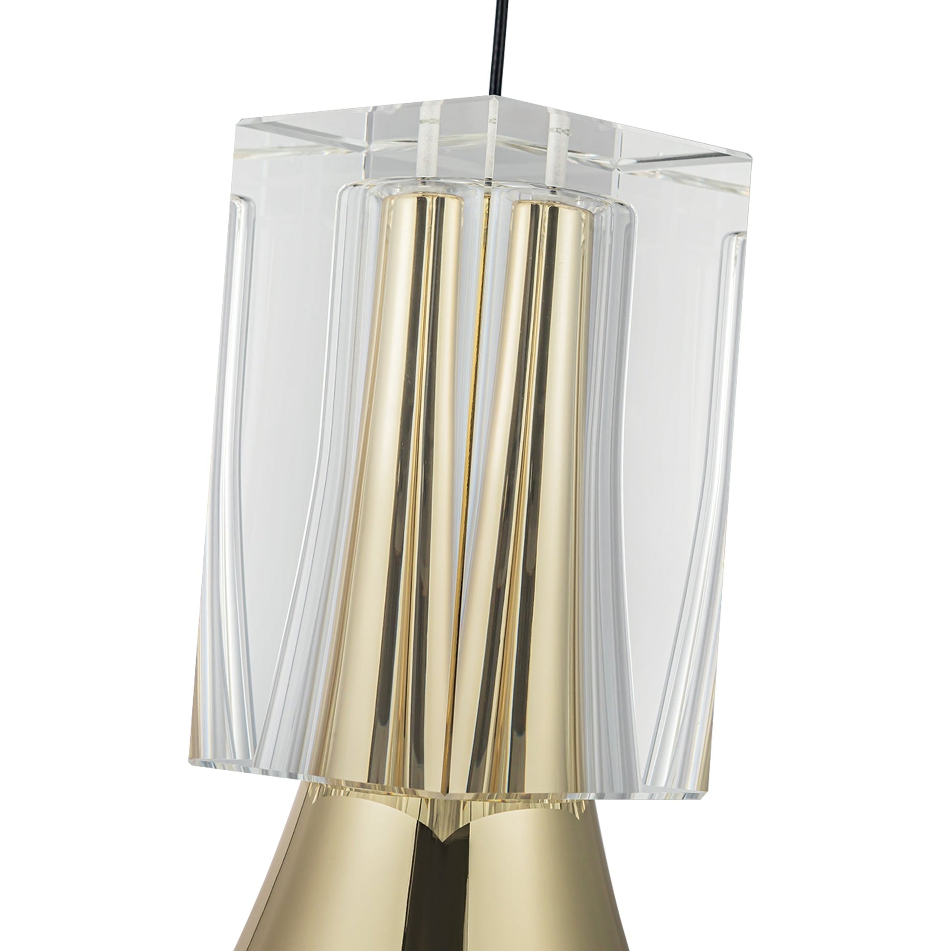 Kuzco Floe PD94108-MRB/CC-UNV Pendant Light Fixture, LED, Metallic Brass/Clear Crystal
