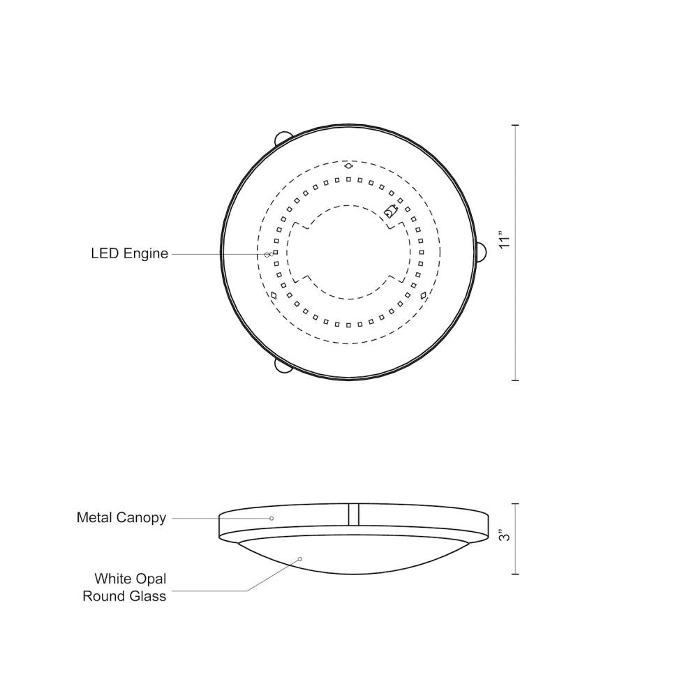 Kuzco Lighting 501102-LED Flush Mount, LED, Brushed Nickel