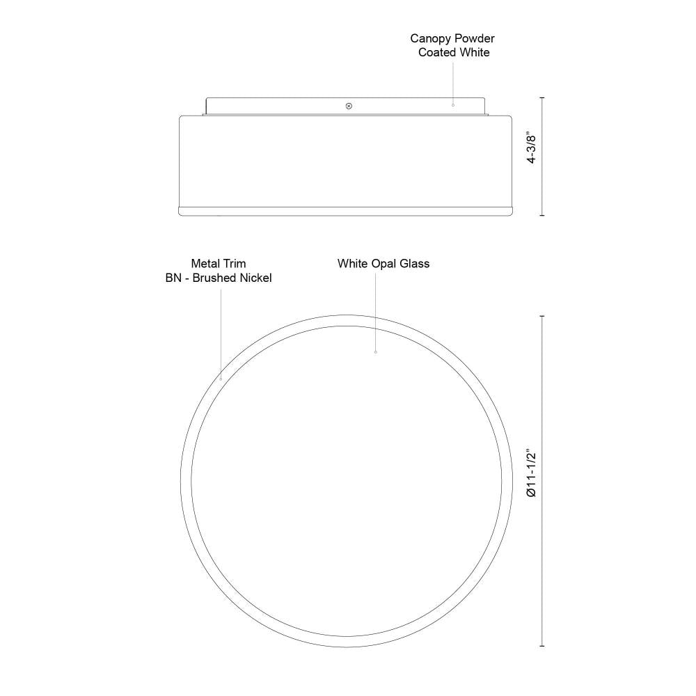Kuzco Lighting FM6012-CH-5CCT Flush Mount Fixture, UL Damp Rated, Chrome