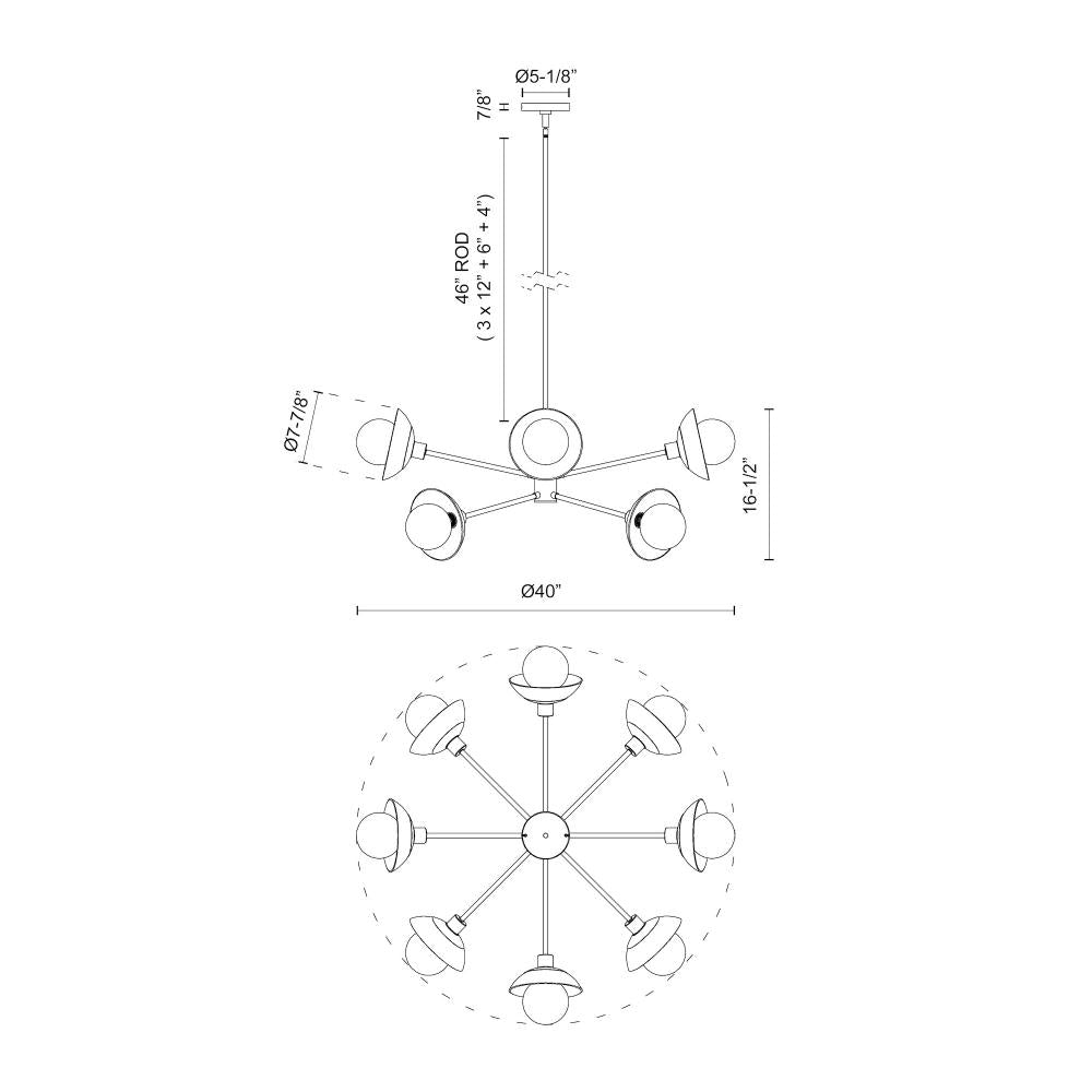 ALORA MOOD Lighting CH517338MBCL Francesca 40-in Chandelier, UL Damp Rated, Clear Glass/Matte Black
