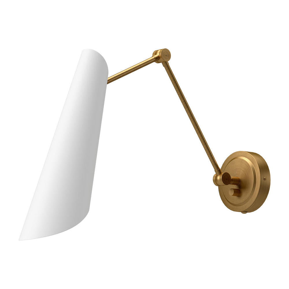 ALORA MOOD Lighting Gabriel WV572325WHAG Wall/Vanity Light Fixture, UL Damp Rated, Aged Gold/White