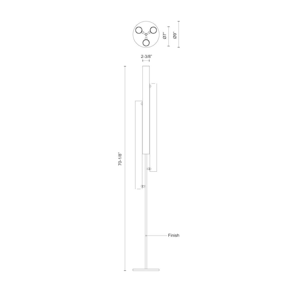 Kuzco Gramercy FL70355-BK Floor Lamp, Touch Dimmer, Black