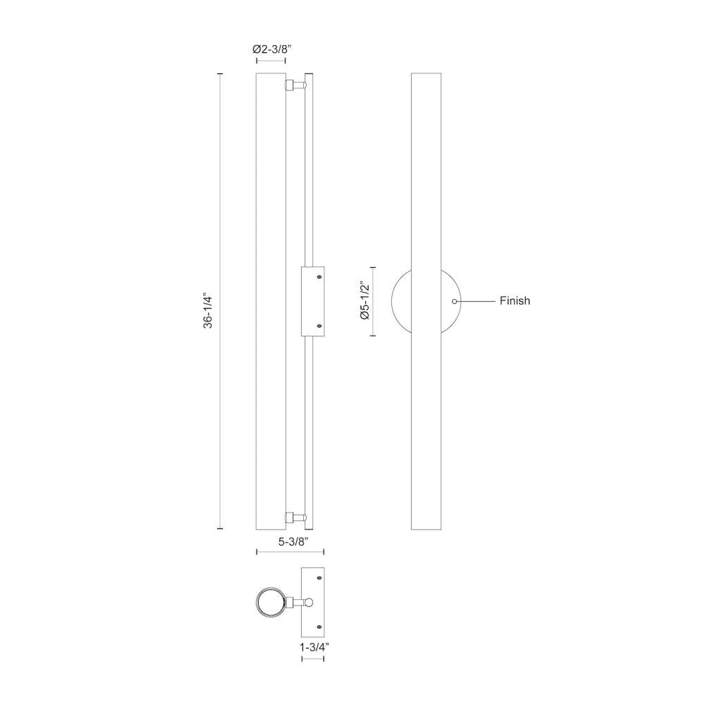 Kuzco Gramercy WS70136-BK Wall Sconce, LED, Black
