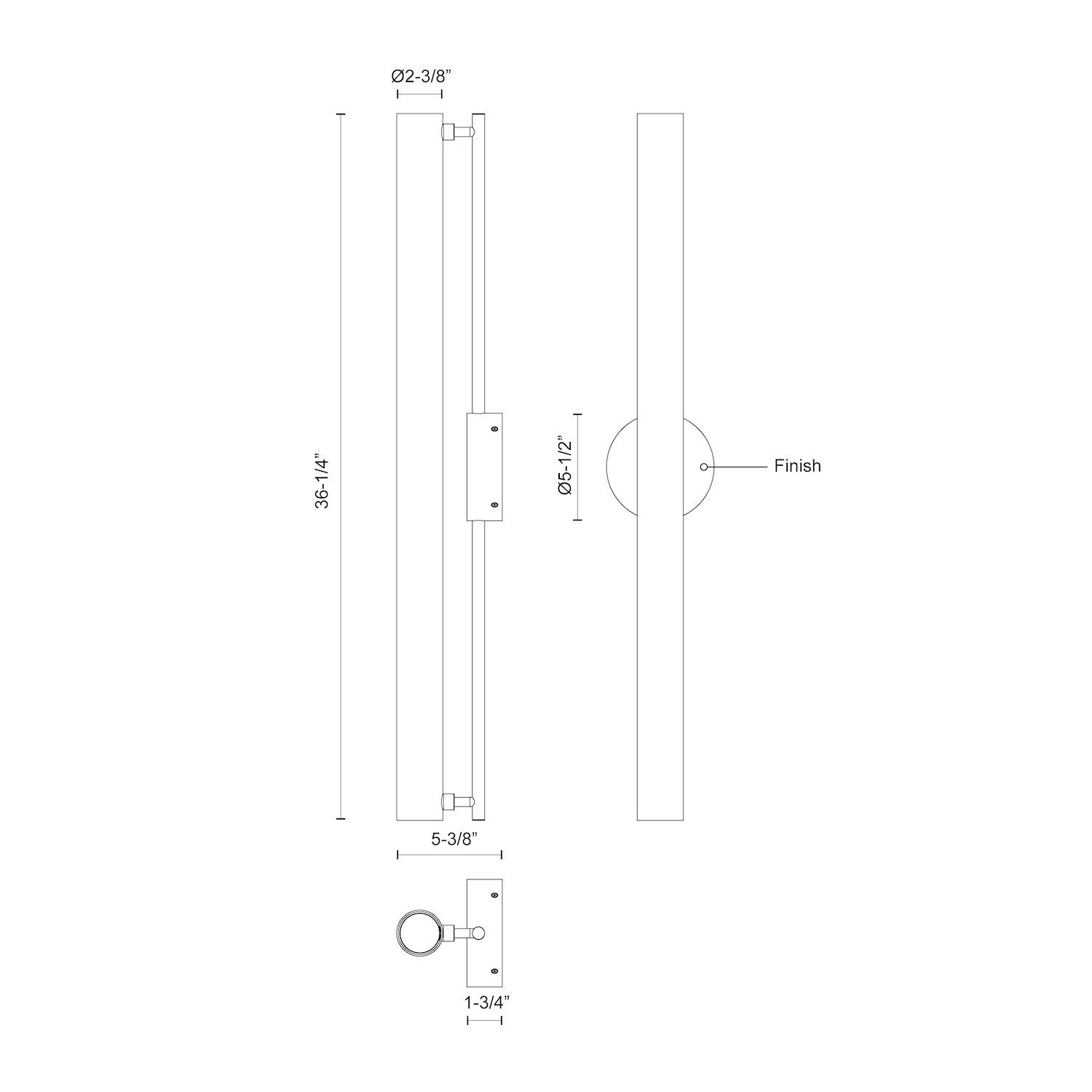 KUZCO Lighting . Gramercy 36-in Black LED Wall SconceWall Sconces, Black