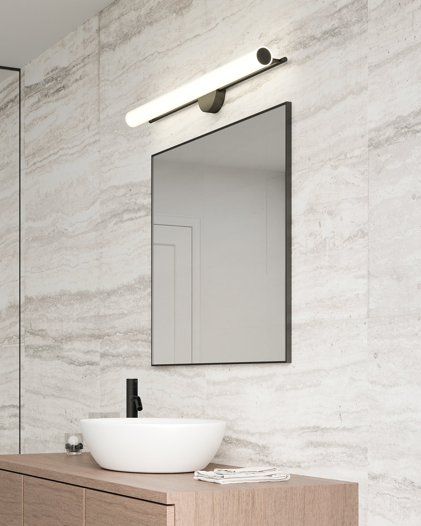 KUZCO Lighting . Gramercy 36-in Black LED Wall SconceWall Sconces, Black