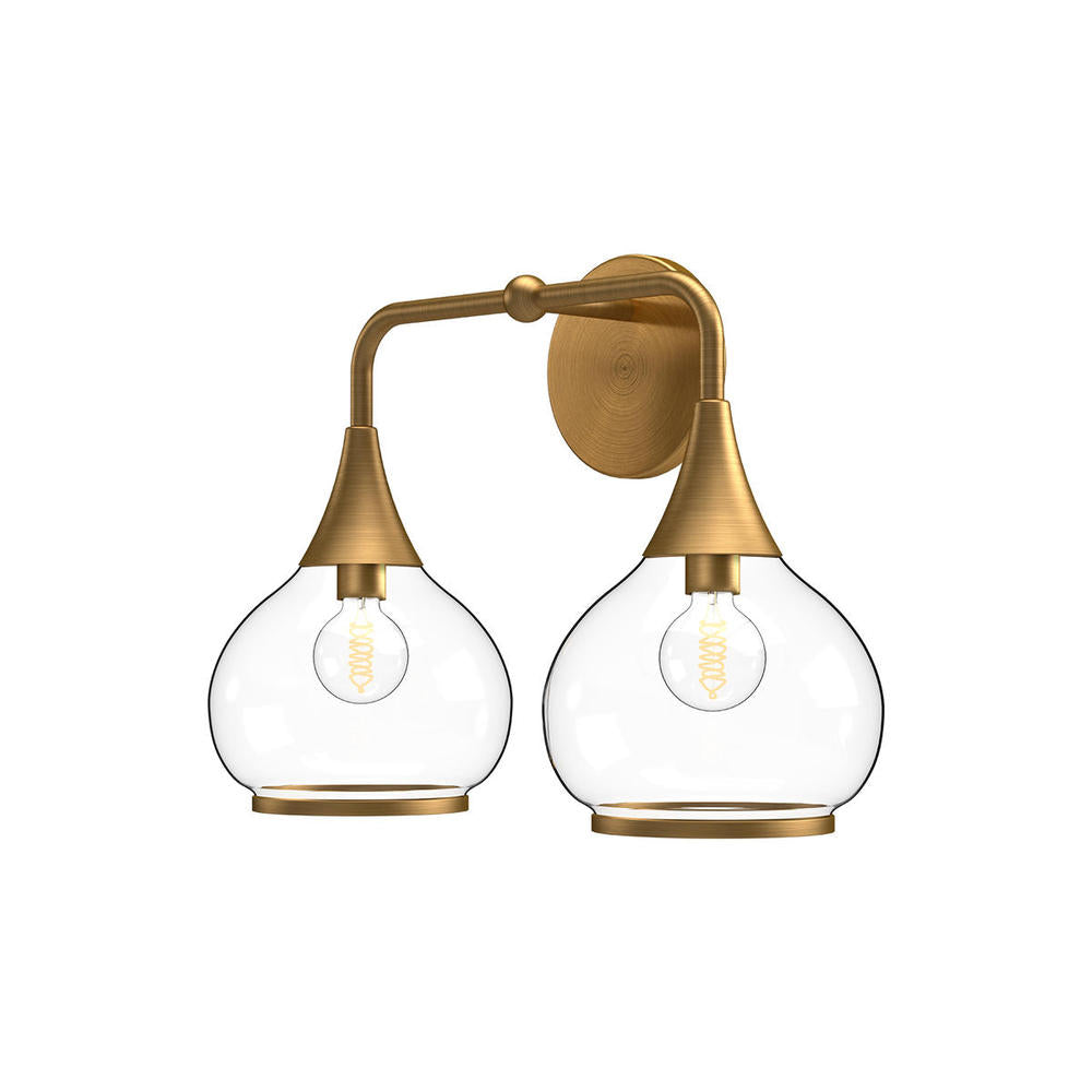 Kuzco VL524217AGCL Vanity Light Fixture, UL Damp Rated, Aged Gold/Clear Glass