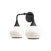 ALORA MOOD Lighting VL524217MBOP Vanity Light Fixture, 2 Lights, Matte Black/Opal Matte Glass