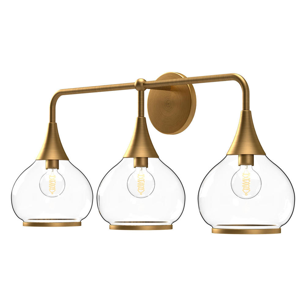 ALORA MOOD Lighting VL524326AGCL Vanity Light Fixture, UL Damp Rated, Aged Gold/Clear Glass