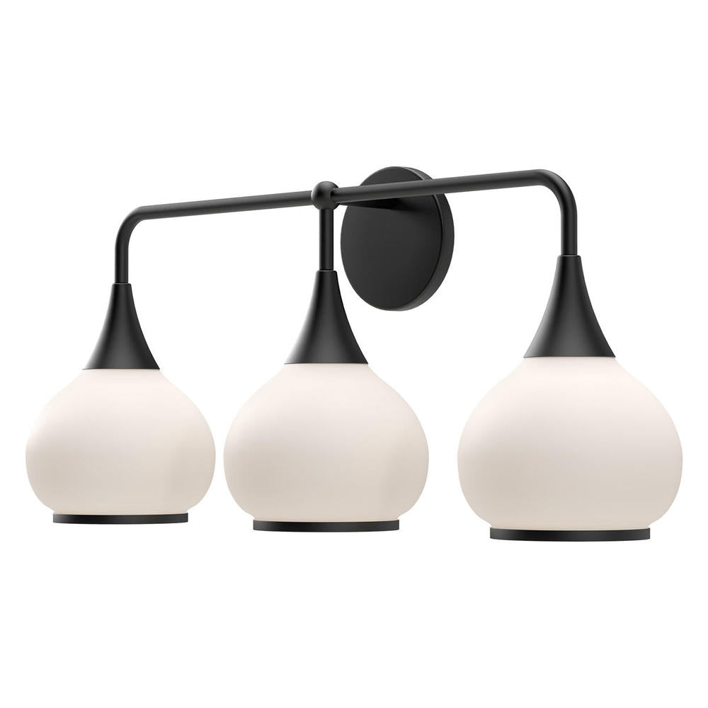 ALORA MOOD Lighting VL524326MBOP Vanity Light Fixture, UL Damp Rated, Matte Black/Opal Matte Glass