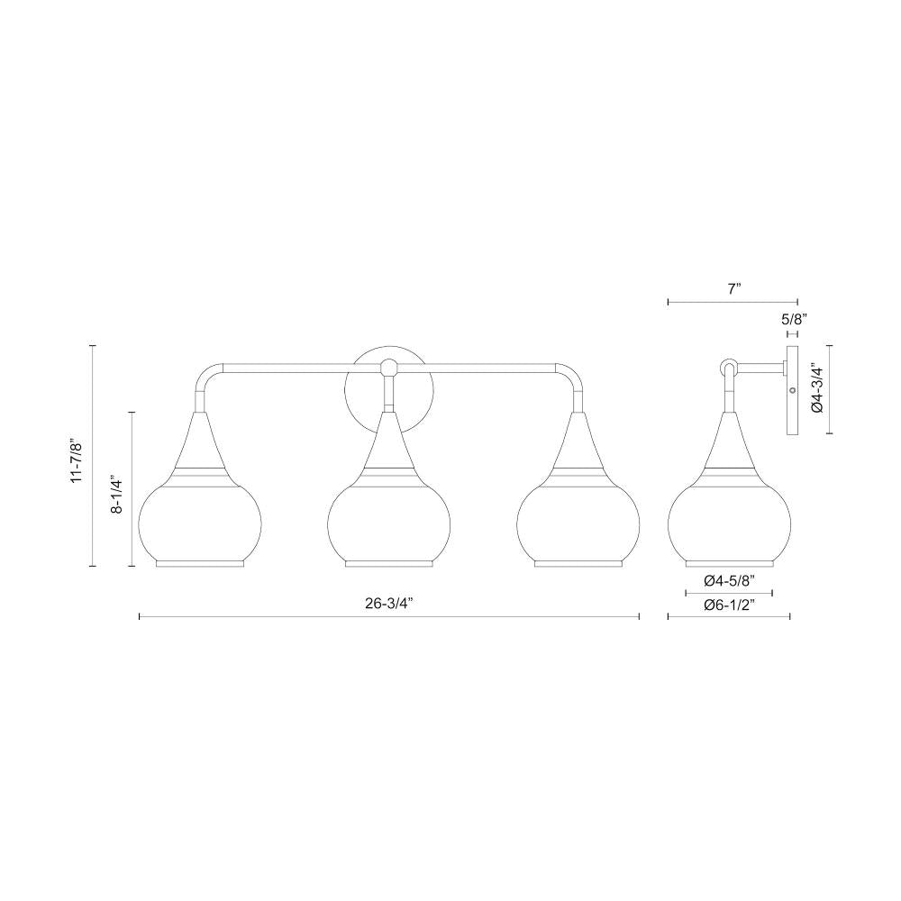 ALORA MOOD Lighting VL524326CHCL Vanity Light Fixture, UL Damp Rated, Chrome/Clear Glass