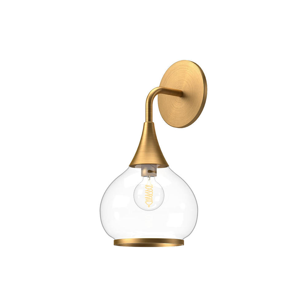 ALORA MOOD Lighting WV524006AGCL Wall/Vanity Light Fixture, UL Damp Rated, Aged Gold/Clear Glass