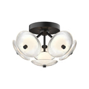 ALORA MOOD Lighting Hera FM417606MBCR Flush Mount, UL Listed, Matte Black/Clear Ribbed Glass