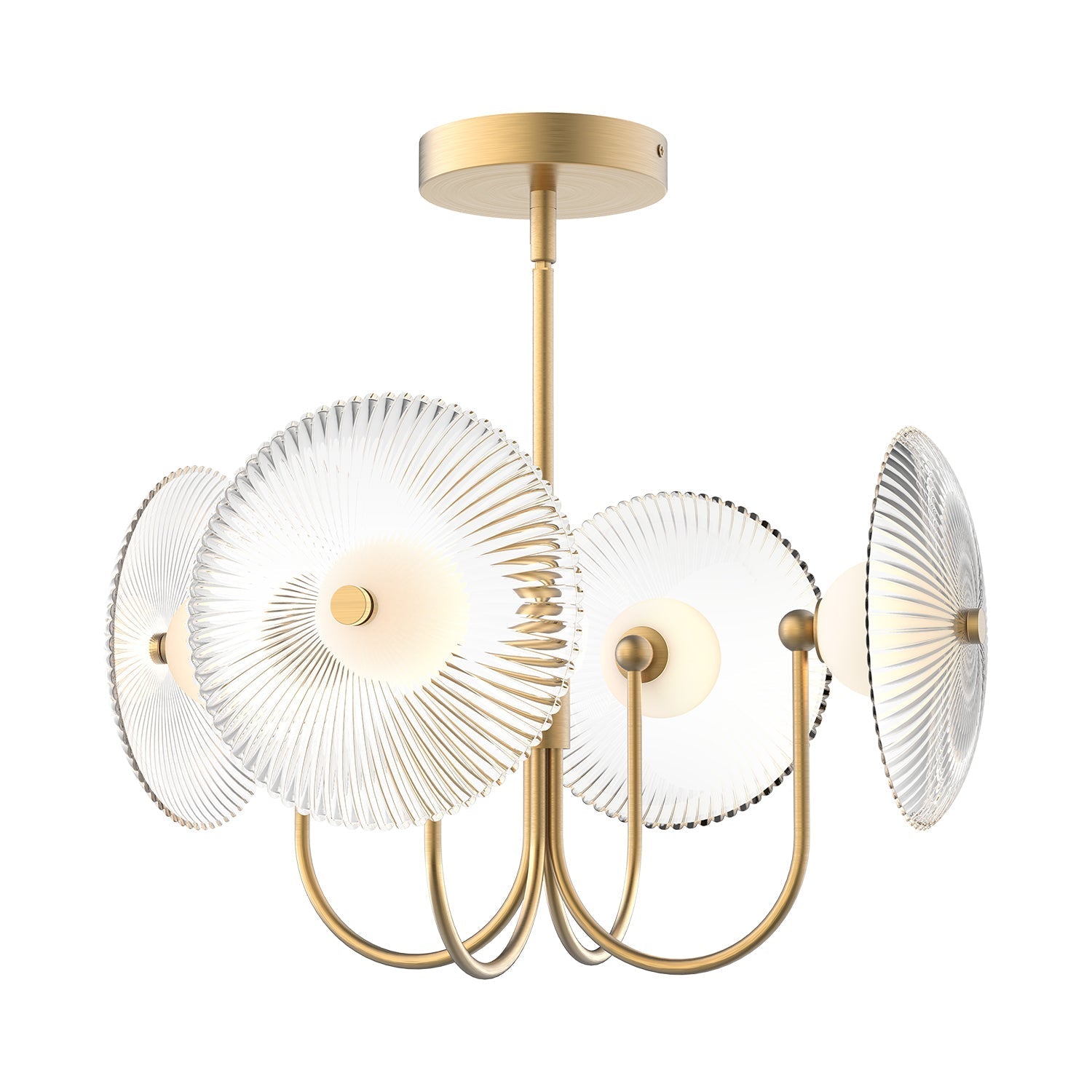ALORA MOOD Lighting PD417904BGCR-UNV Pendant, 21-in Brushed Gold/Clear Ribbed Glass LED