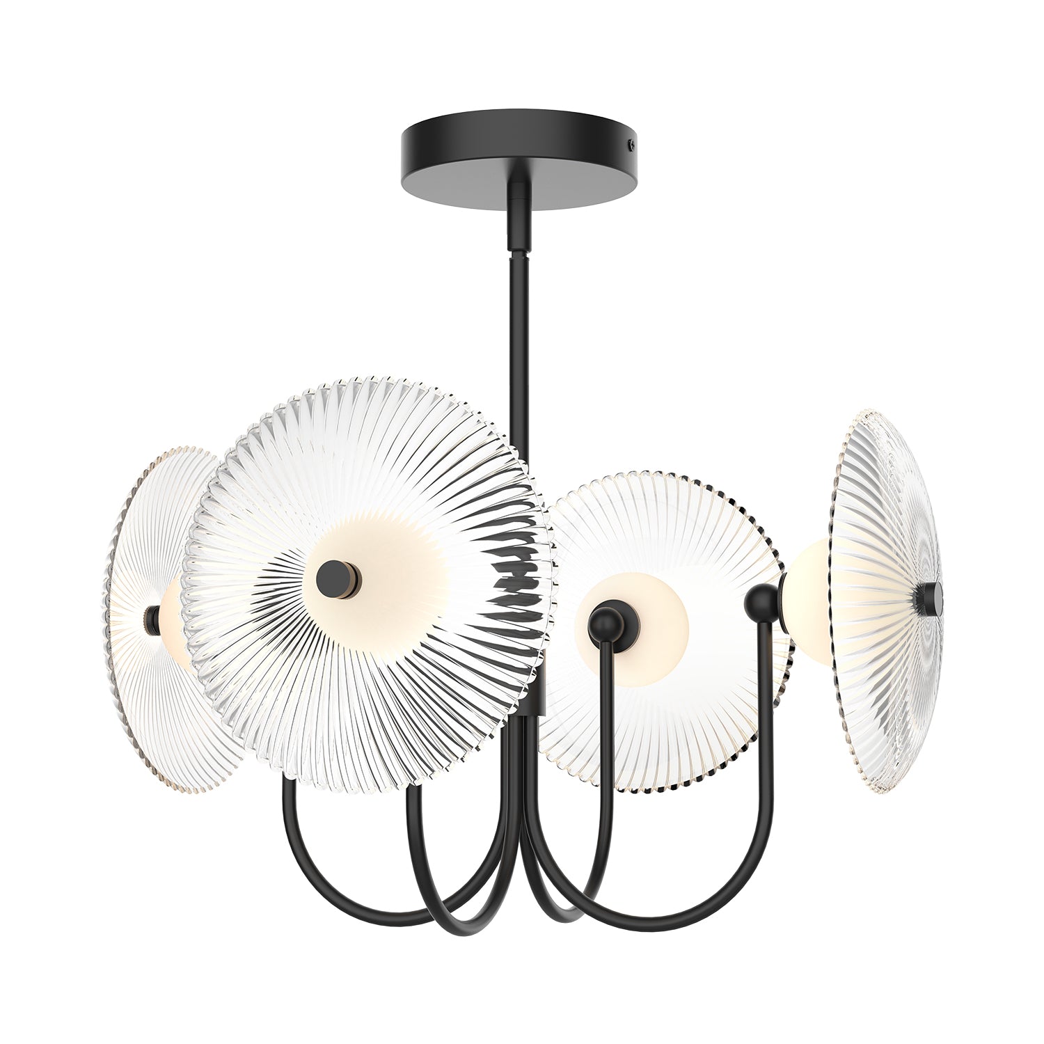 ALORA MOOD Lighting Hera PD417904MBCR-UNV Pendant, 21-in, Matte Black/Clear Ribbed Glass