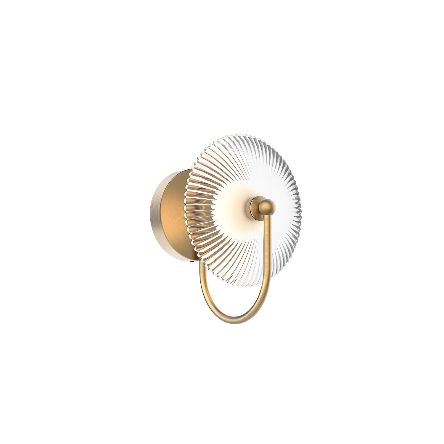 Alora Mood Lighting Hera WV417801BGCR-UNV Vanity Light Fixture, LED, Brushed Gold/Clear Ribbed Glass