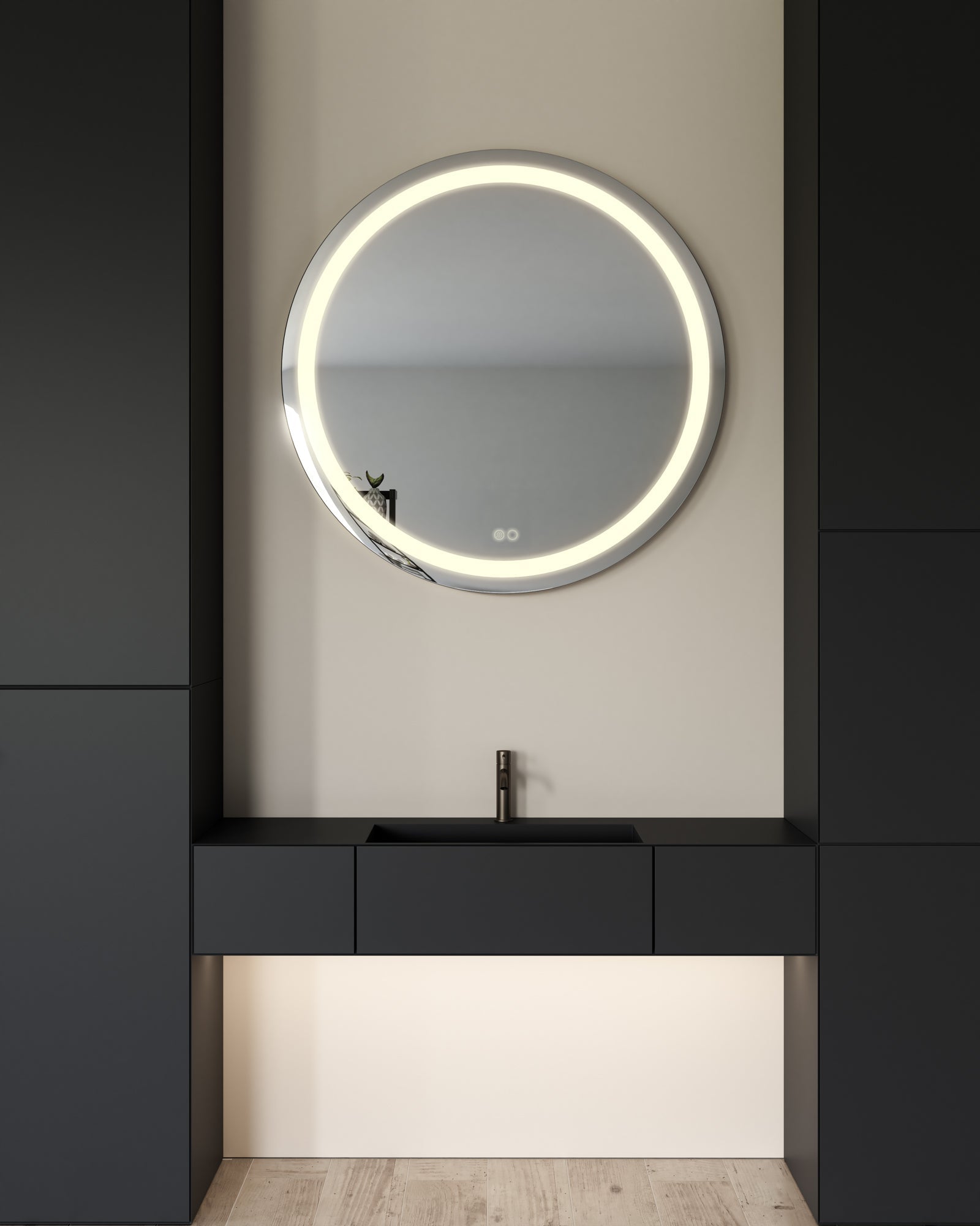 Kuzco VM41040-5CCT Vanity Mirror, LED, Sandblasted Merc Edge