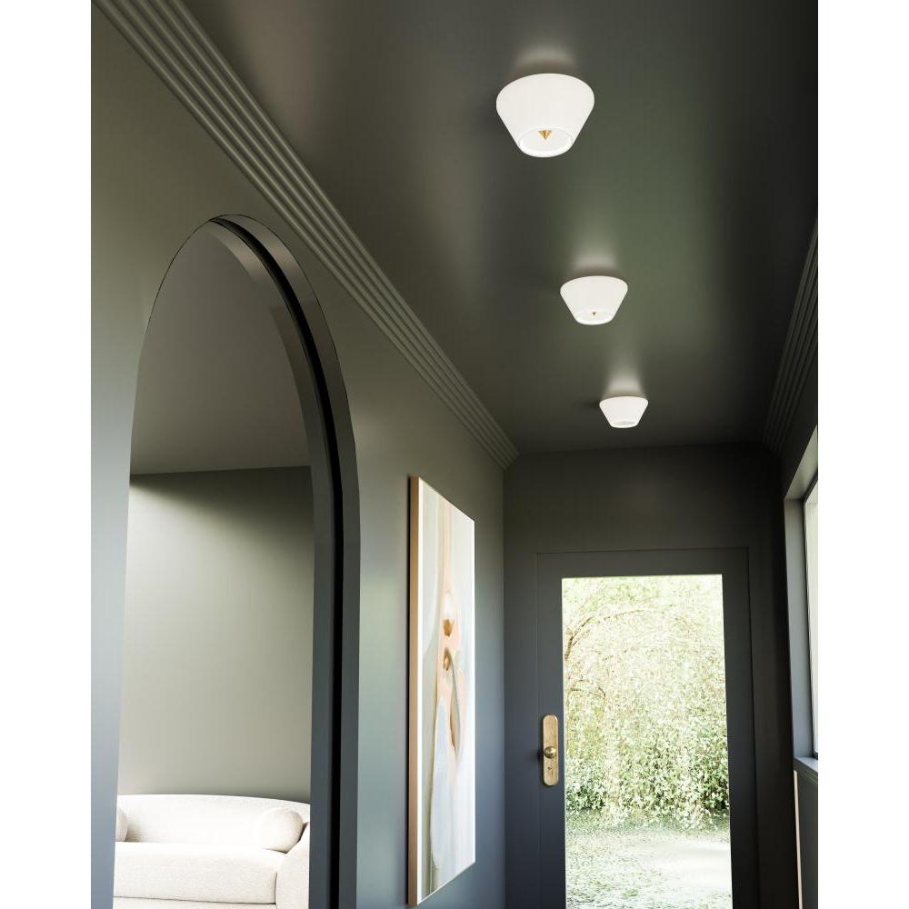 Kuzco FM45710-BG/GO Flush Mount, 16W Watt, Brushed Gold/Glossy Opal Glass