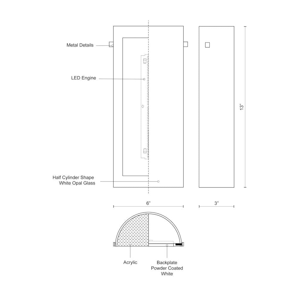 Kuzco Hudson WS3313 LED Wall Sconce, UL Damp Rated, Brushed Nickel/Chrome