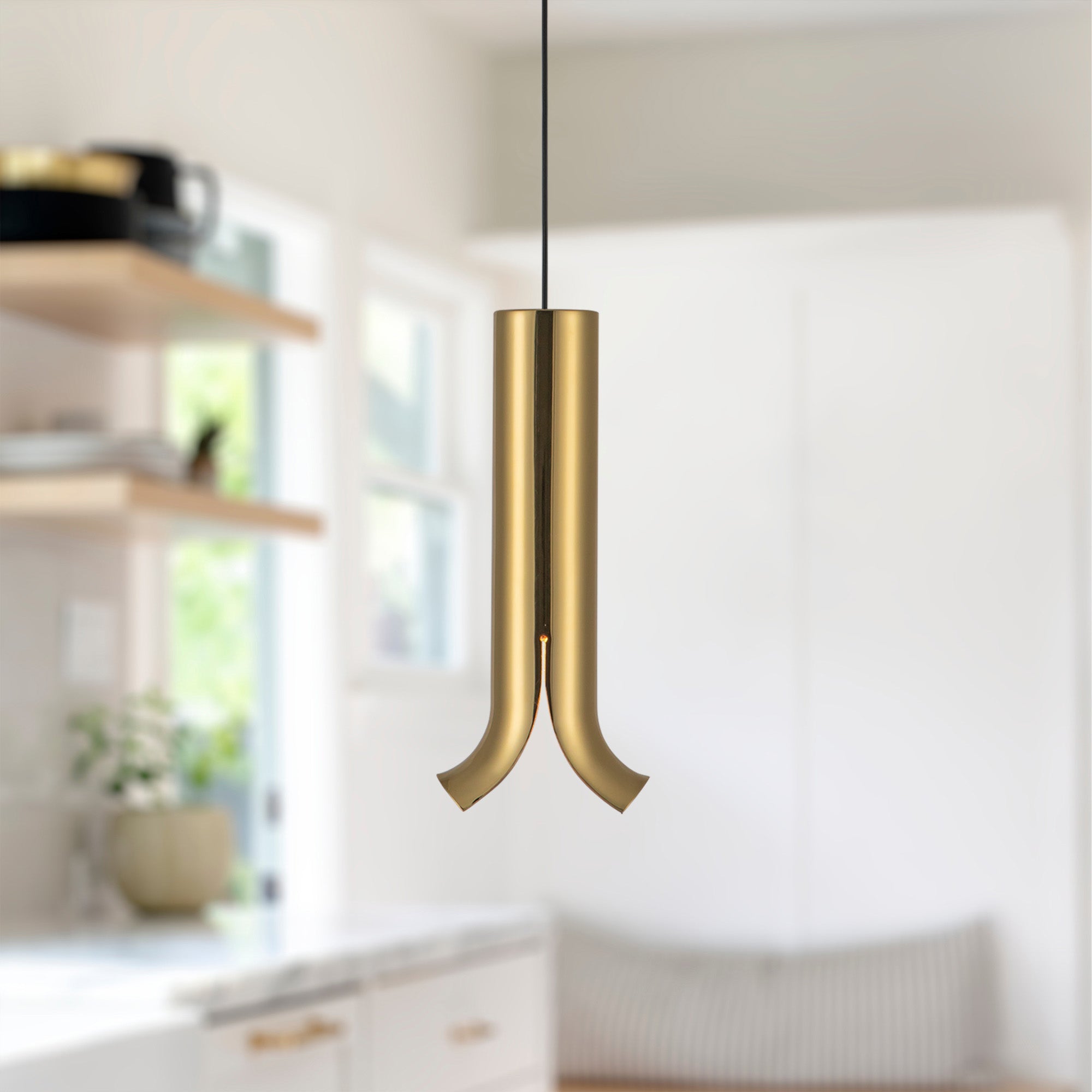 Kuzco Husk PD89709-MRB Pendant Light Fixture, 9-in, LED, Metallic Brass