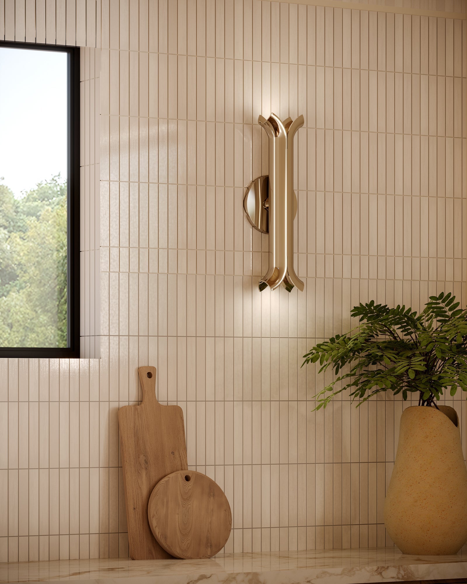 Kuzco Lighting WS89714-PN Husk 14-in Wall Sconce, Polished Nickel