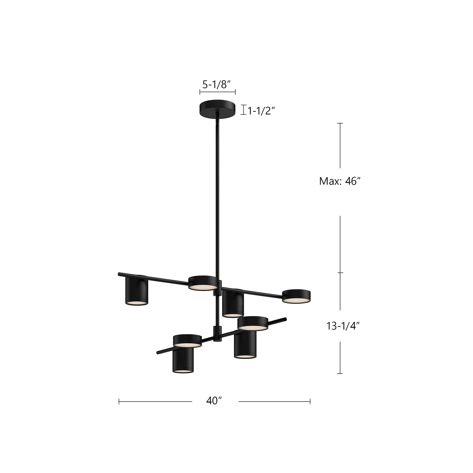 Kuzco Jayden CH96840-BK-UNV LED Chandelier, 40-in, Black