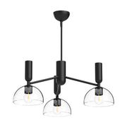ALORA MOOD Lighting Jude 38-in Clear Glass/Matte Black 3 Lights Chandeliers, UL Damp Rated, Matte Black