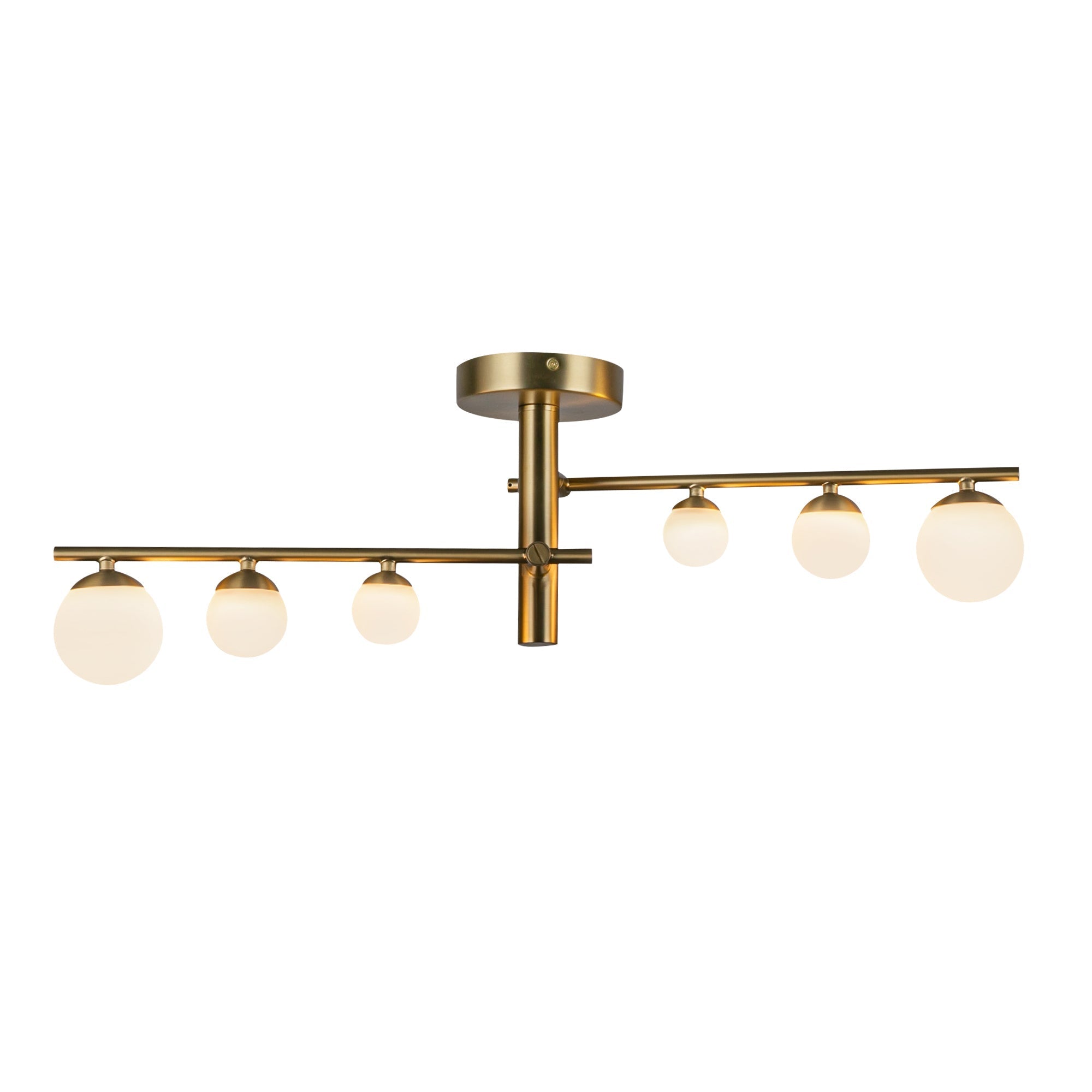 Kuzco SF55525-BG/OP-UNV Juniper 2 Head LED Semi-Flush Mounts, Brushed Gold/Opal Glass