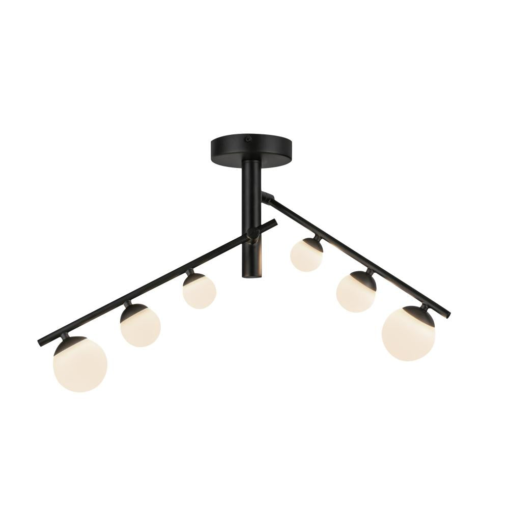 Kuzco SF55525-BK/OP Semi-Flush Mount, UL Damp Rated, Black/Opal Glass