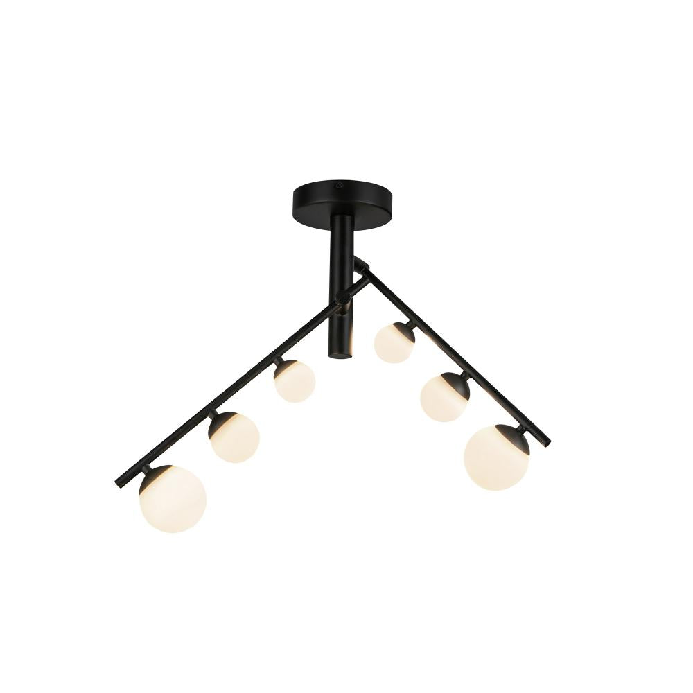 Kuzco SF55525-BK/OP Semi-Flush Mount, UL Damp Rated, Black/Opal Glass