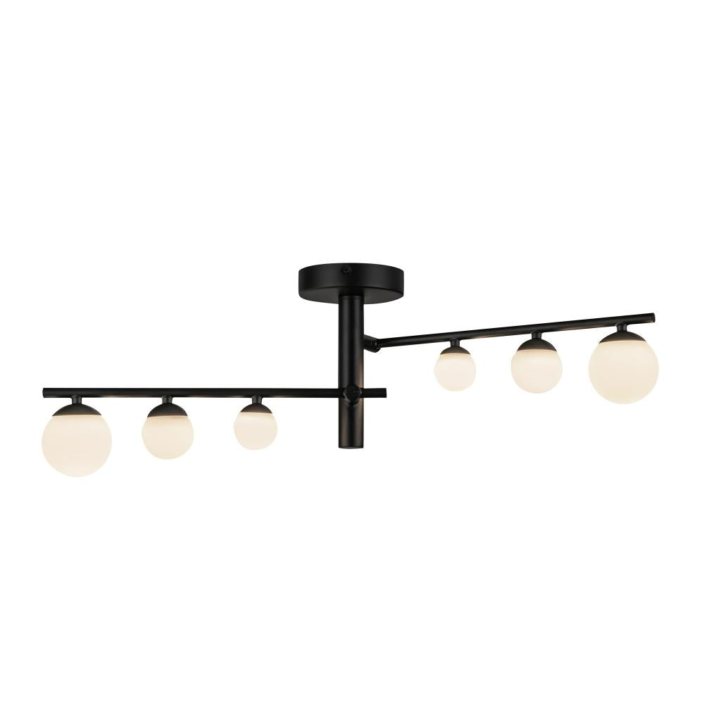 Kuzco SF55525-BK/OP Semi-Flush Mount, UL Damp Rated, Black/Opal Glass