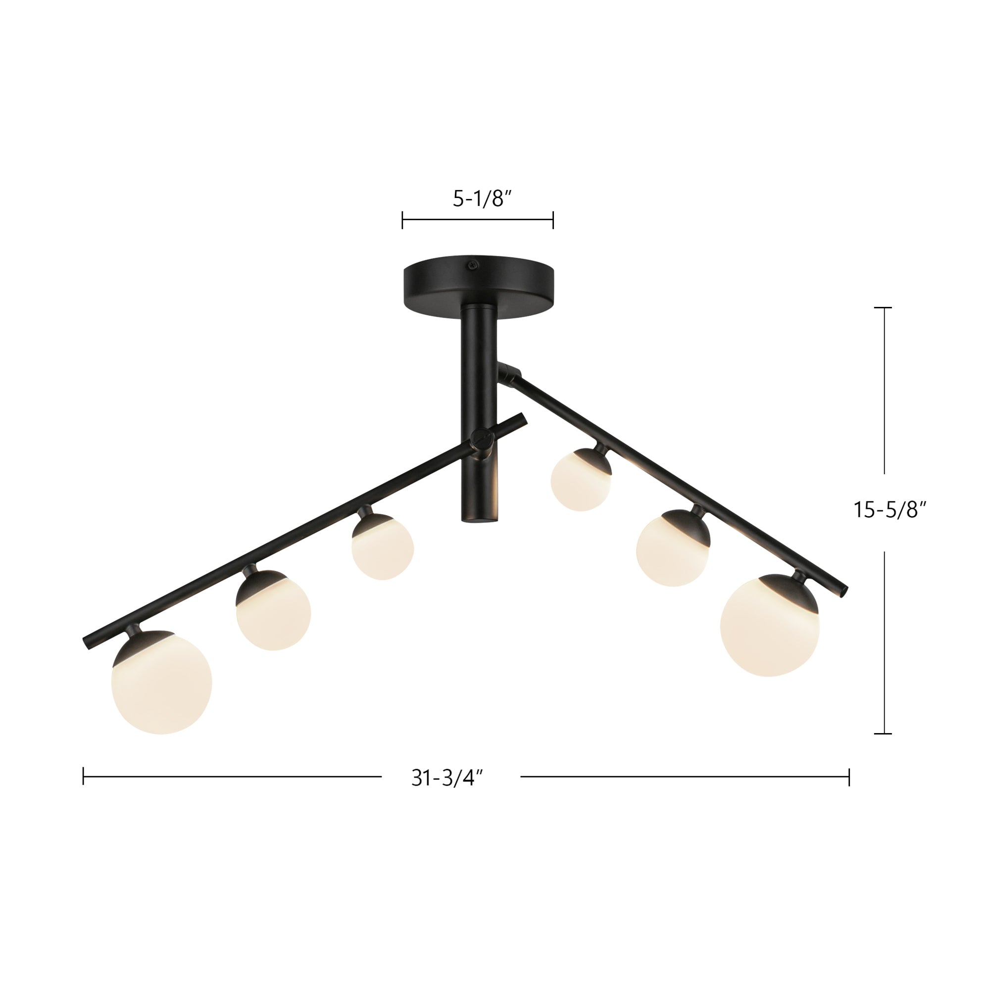 Kuzco SF55525-BG/OP-UNV Juniper 2 Head LED Semi-Flush Mounts, Brushed Gold/Opal Glass