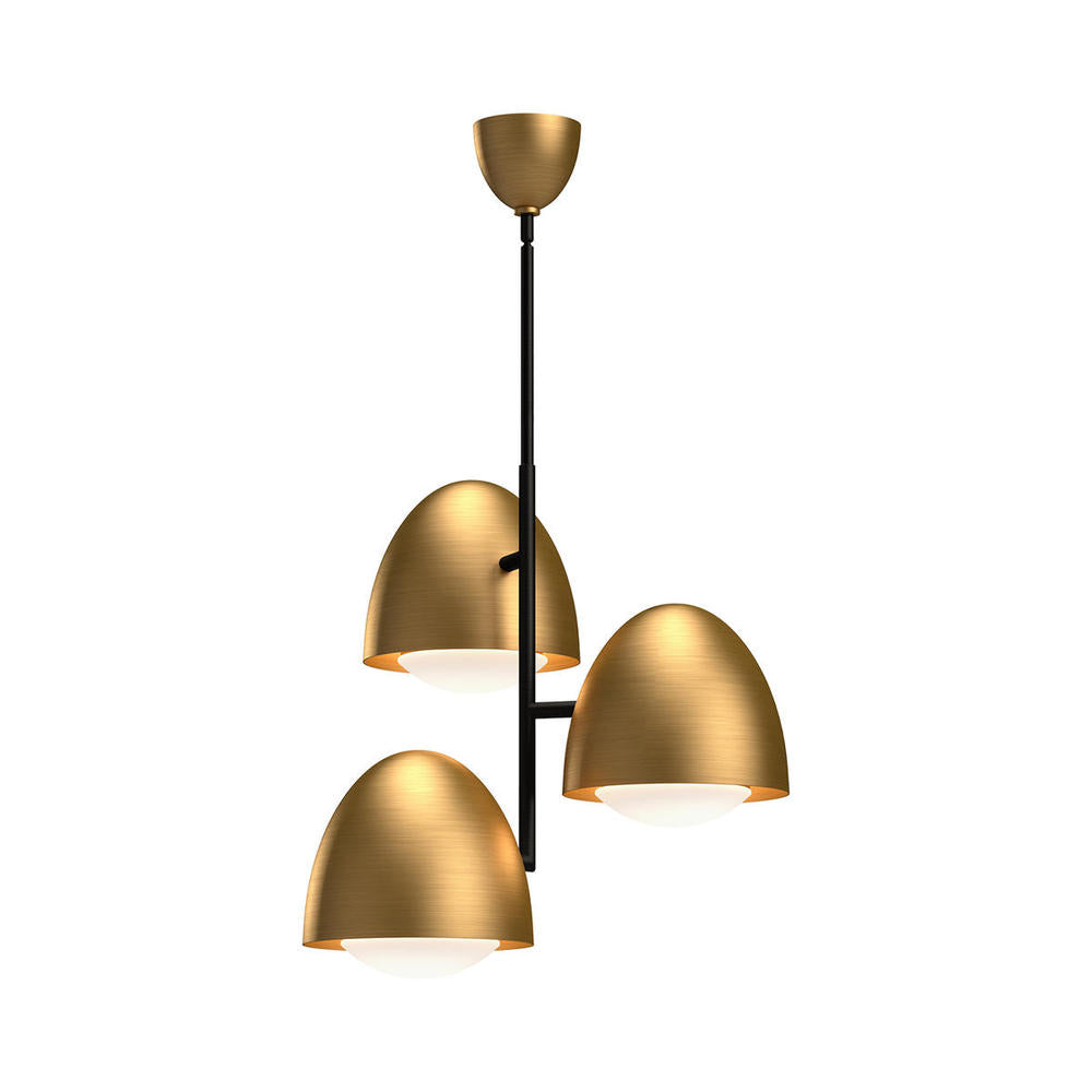 ALORA MOOD Lighting Kenji 24-in Aged Gold/Opal Matte Glass 3 Lights Chandelier, UL Damp Rated, Aged Gold/Opal Matte Glass
