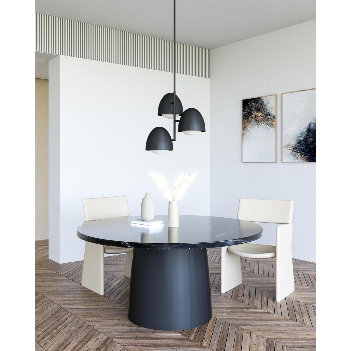 ALORA MOOD Lighting Kenji 24-in Chandeliers, 3 Lights, Matte Black/Opal Matte Glass