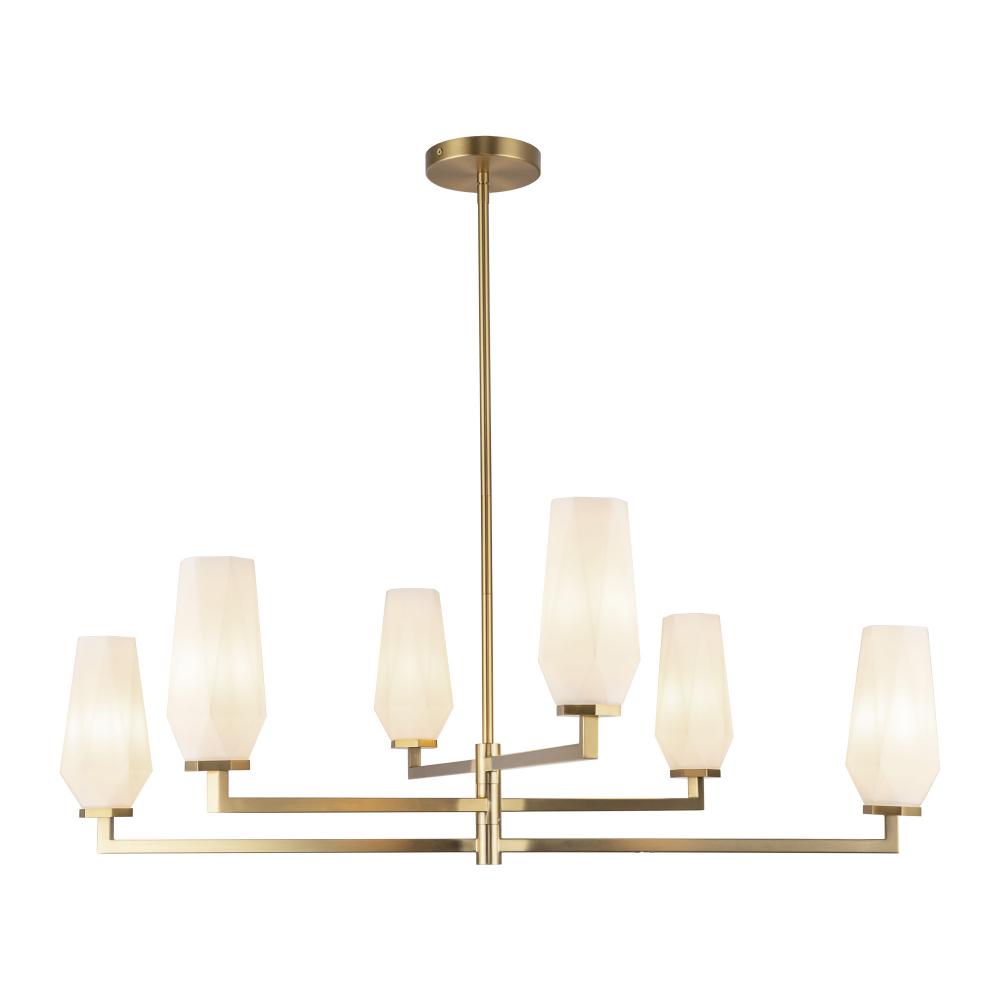 ALORA MOOD Lighting CH424135BGOP Chandelier, Brushed Gold/Opal Glass