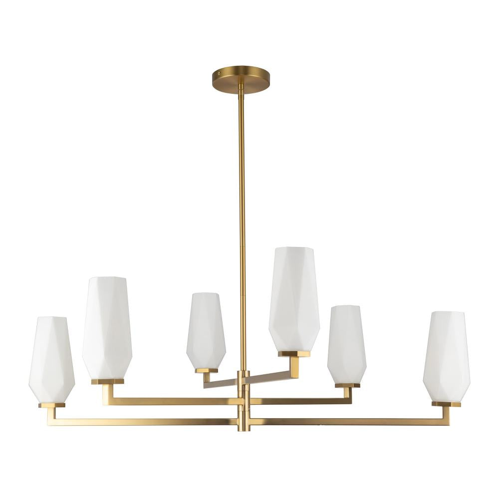 ALORA MOOD Lighting CH424135BGOP Chandelier, Brushed Gold/Opal Glass